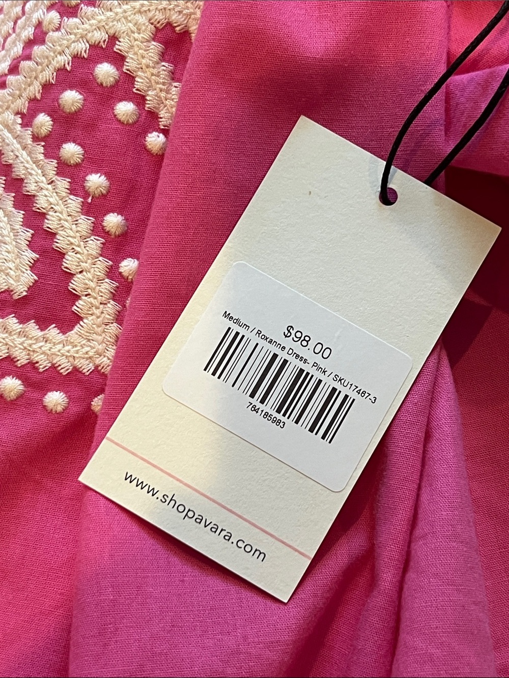 Avara Exclusive Roxanne Vibrant Pink Embroidered Short Shift Dress Sz M $98 - Picture 7 of 7